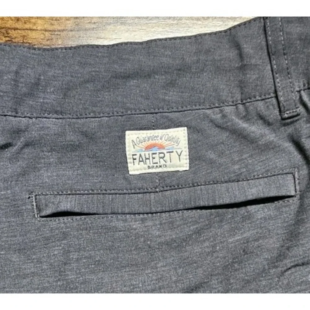 Faherty All Day Shorts Mens 38 Grey Hybrid Board Polyester Blend Draw Strings